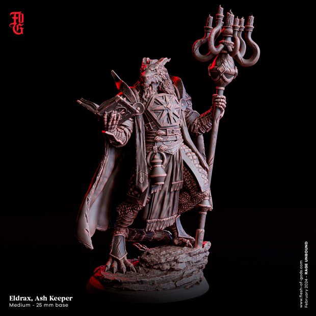 Eldrax - Guardian of Ash, Dragonborn Priest Figure (Unpainted)