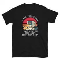 I Are Programmer Cat Beep Boop Retro Cat Lover and Coder Unisex T-Shirt