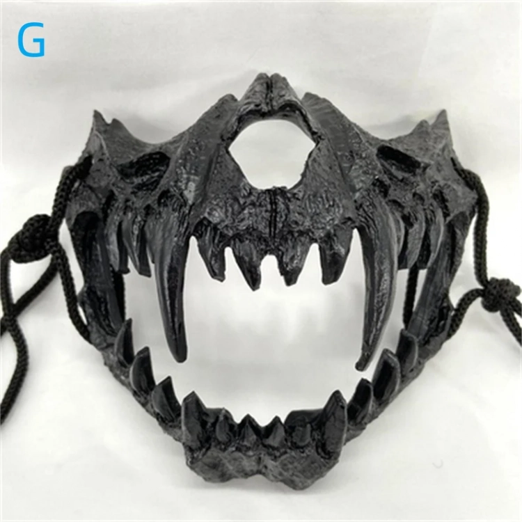 Mouth Opened Black Werewolf Skeleton Cosplay Mask