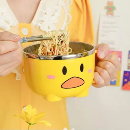 Kawaii Duck Ramen Noodles Bowl With Lid