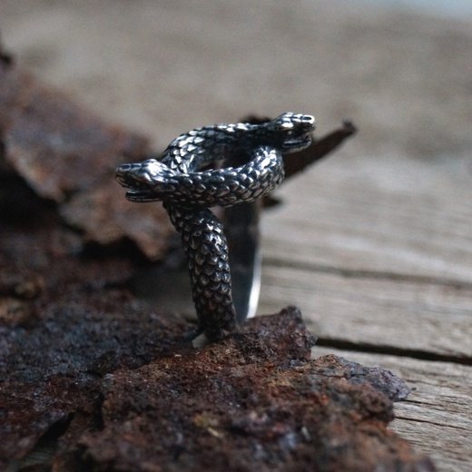 Handmade Two Snakes Ring