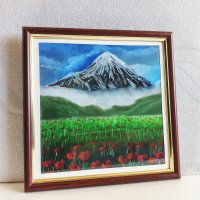 Painting "Mountain and Poppy Field": oil pastel