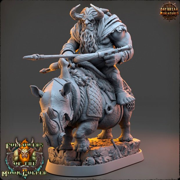 Kshahmen Klatz, an Ogre-Shooter on a Rhinoceros Figure (Unpainted)