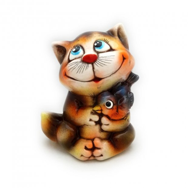 Cat With Bird Figure