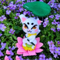 Cat Under Lotus Amigurumi Plush Toy