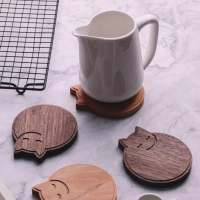 Cute Cat Set of 3 Wood Cup Coasters