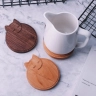 Cute Cat Set of 3 Wood Cup Coasters