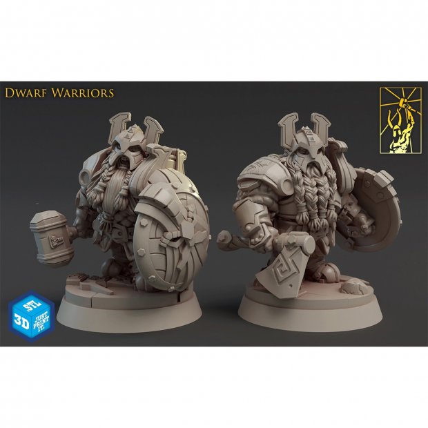Strong dwarven warriors in helmets Figure (Unpainted)