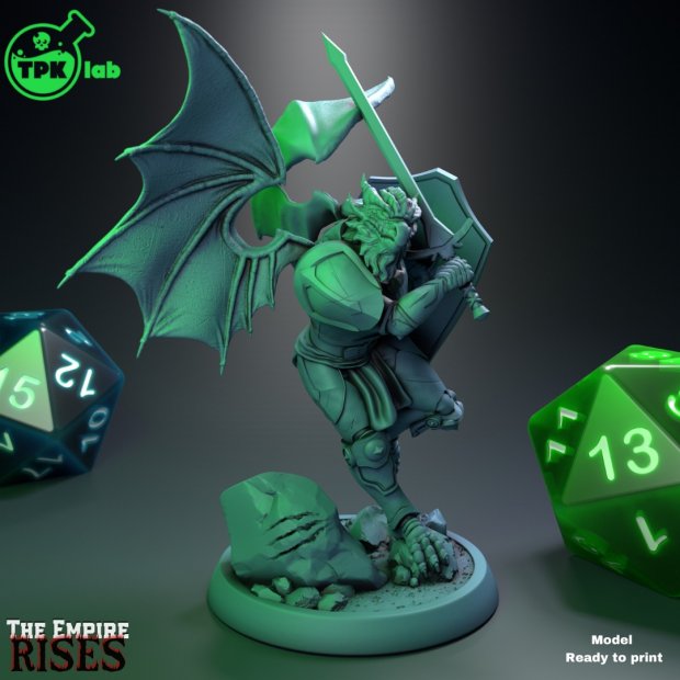 Enraged Dragonborn Figure (Unpainted)