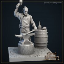 Blacksmith with a barrel Figure (Unpainted)