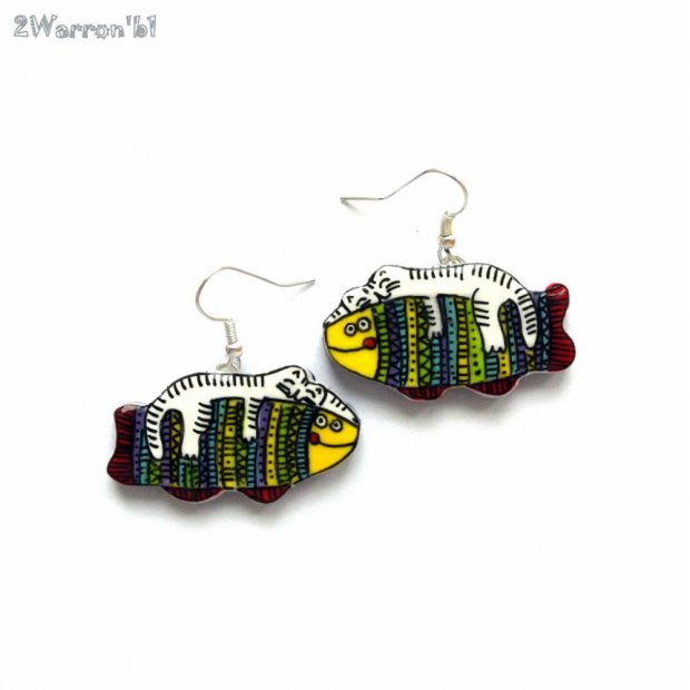 Cat and Fish Earrings