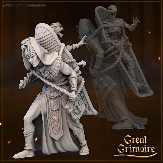 Egyptian priest with mummy Figure (Unpainted)