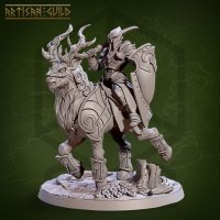 Angarato, a Guardian Elf on a Golden-Horned Deer Figure (Unpainted)