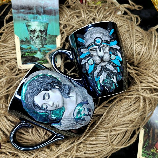 Shaman and the Moon Paired Mugs