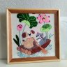 "Cat and Dog in a Boat" Satin-Stitch Embroidery, 23 cm