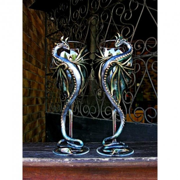 Smaragd Dragons Set Of 2 Glasses With Decor