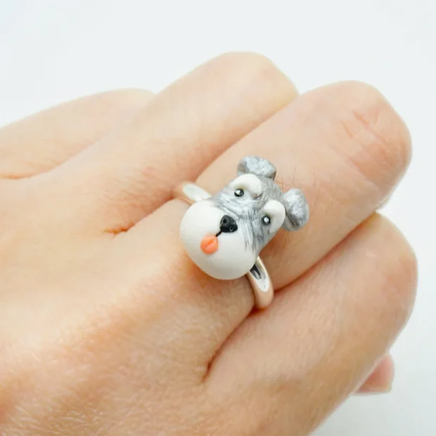 Schnauzer Dog Finger Ring