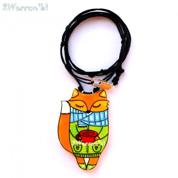 Fox and Coffee Necklace