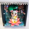 Cat Under Lotus Amigurumi Plush Toy In Display Case