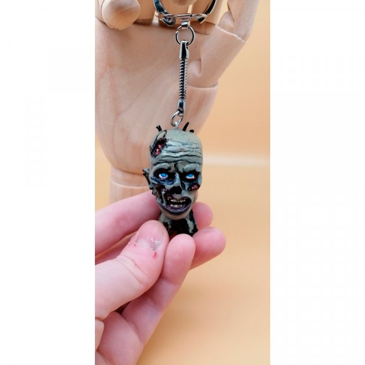 Zombie Head Resin Keychain