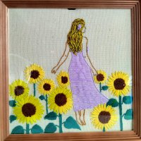 Hand embroidery "Sunflowers and a Girl"
