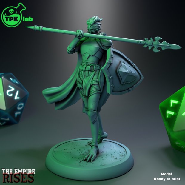 Dragonborn Pikeman Figure (Unpainted)