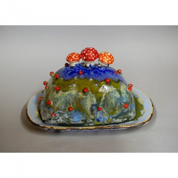 Small Fly Agaric Butter Dish With Decor