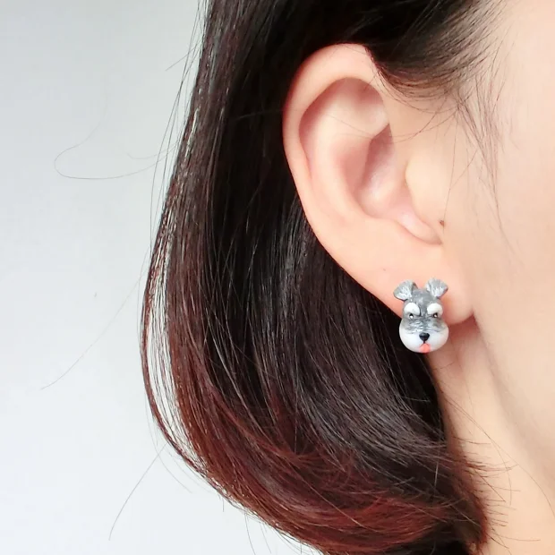 Schnauzer Dog Stud Earrings