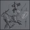 Haldir, a Guardian Elf on a Golden-Horned Stag Figure (Unpainted)