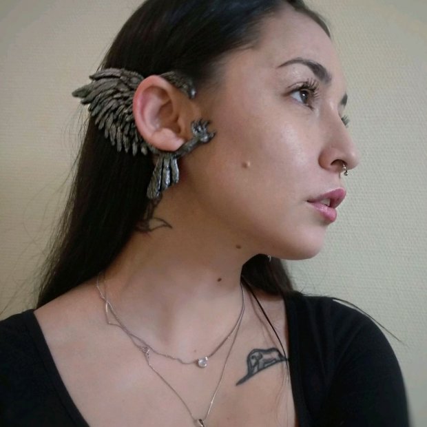 Silver Raven Ear Cuff