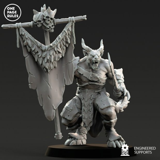 Beastman Banner Bearer Figure (Unpainted)