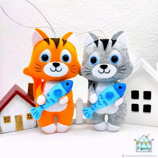 Cat with a fish Plush Toy