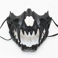 Black Skeleton Tiger Face Half Mask