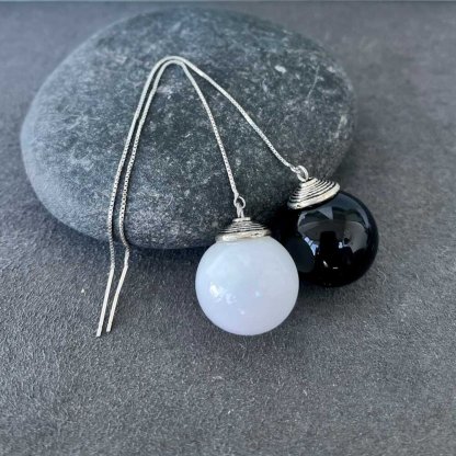 Black And White Spheres Earrings