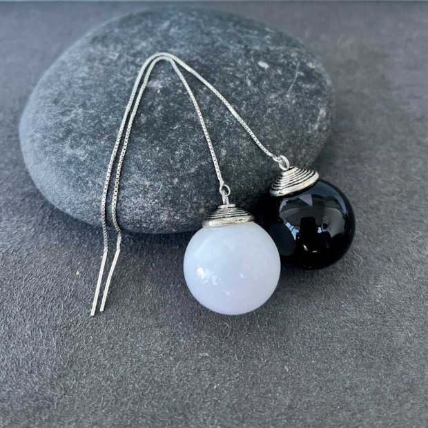 Black And White Spheres Earrings