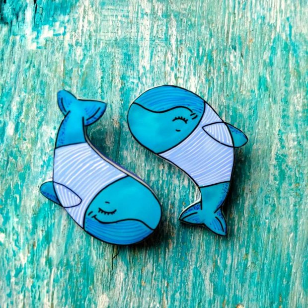 Whale in Sweater Brooch