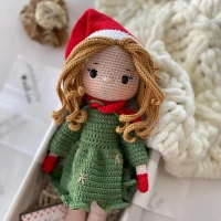 Christmas Crochet Doll (35 cm) Green Dress