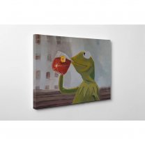 Sesame Street - Kermit Drinking Tea Meme Canvas Print