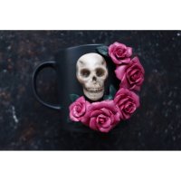 Skull With Flowers Mug With Decor