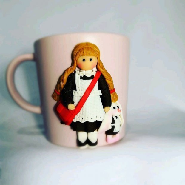 Schoolgirl With Bunny Mug With Decor