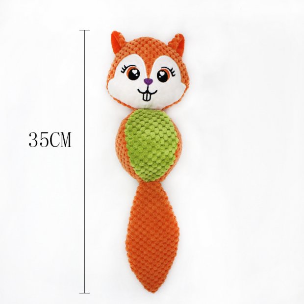 Bite-Resistant Plush Dog Toy (Orange Squirrel)