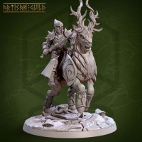 Lottinwe, A Guardian Elf on a Golden-Horned Deer Figure (Unpainted)