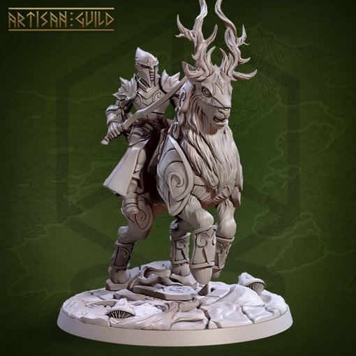 Lottinwe, A Guardian Elf on a Golden-Horned Deer Figure (Unpainted)
