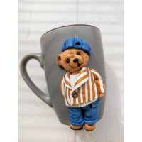 Teddy In Helmet Mug With Decor