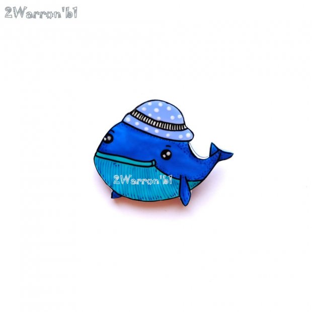 Whale in Hat Brooch