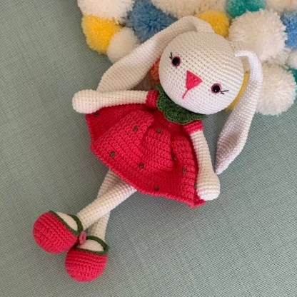 Bunny Crochet Doll with Red Dress (25 cm)