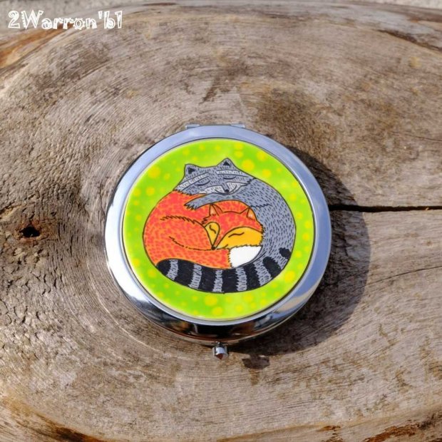 Fox and Raccoon Pocket Mirror