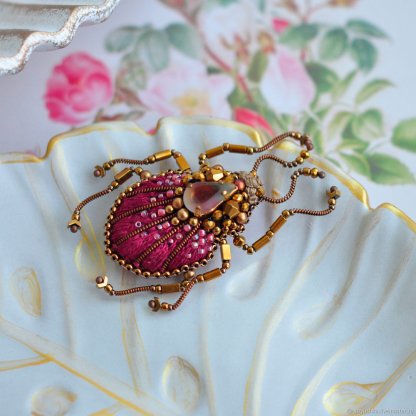 Raspberry Beetle Brooch