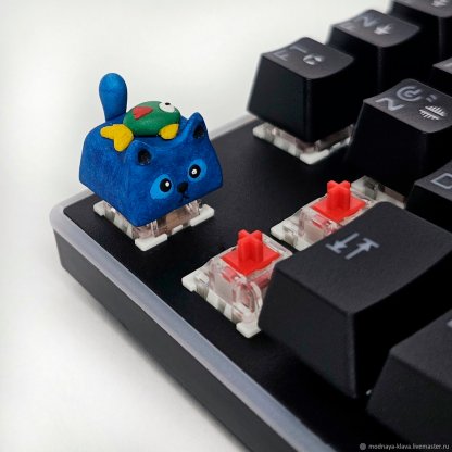 Cat with a Fish Custom Keyboard Keycap