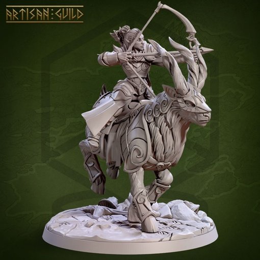 Itarille, An Elf Knight Riding a Golden-Horned Deer Figure (Unpainted)